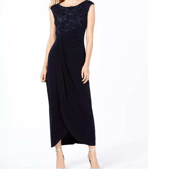 Connected Apparel Dress Womens Size 12 Evening Dress Navy Bridesmaids Dress - Picture 8 of 9